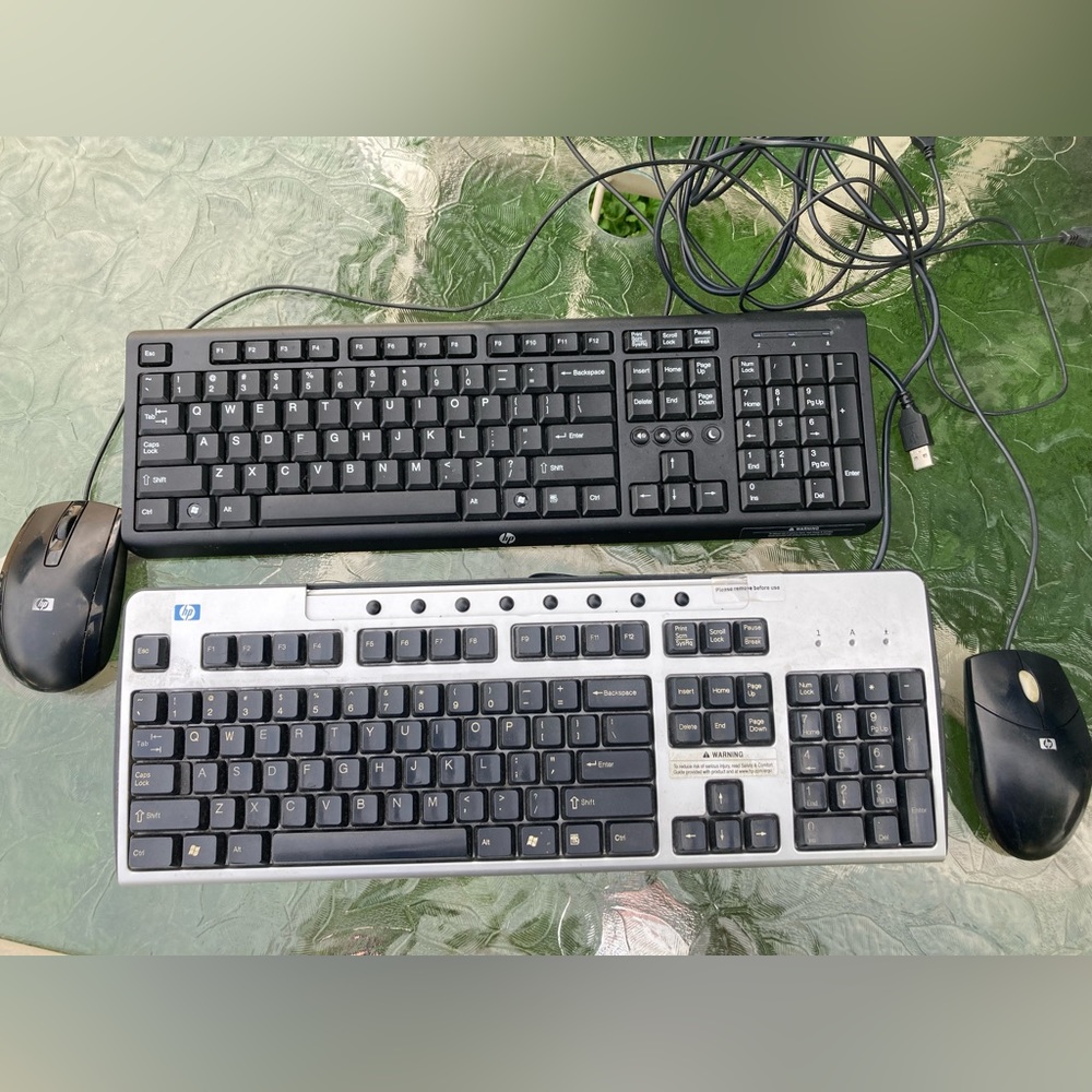 HP LOT (2) Wired Keyboards & (2) Mouses MSU0923, M-U69, KU-0133, SK-2085